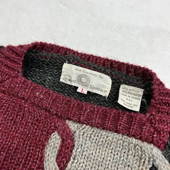 Howland Steinbach Vintage Knit Sweater Women's size Small Gray Maroon 1980s - Picture 6 of 6